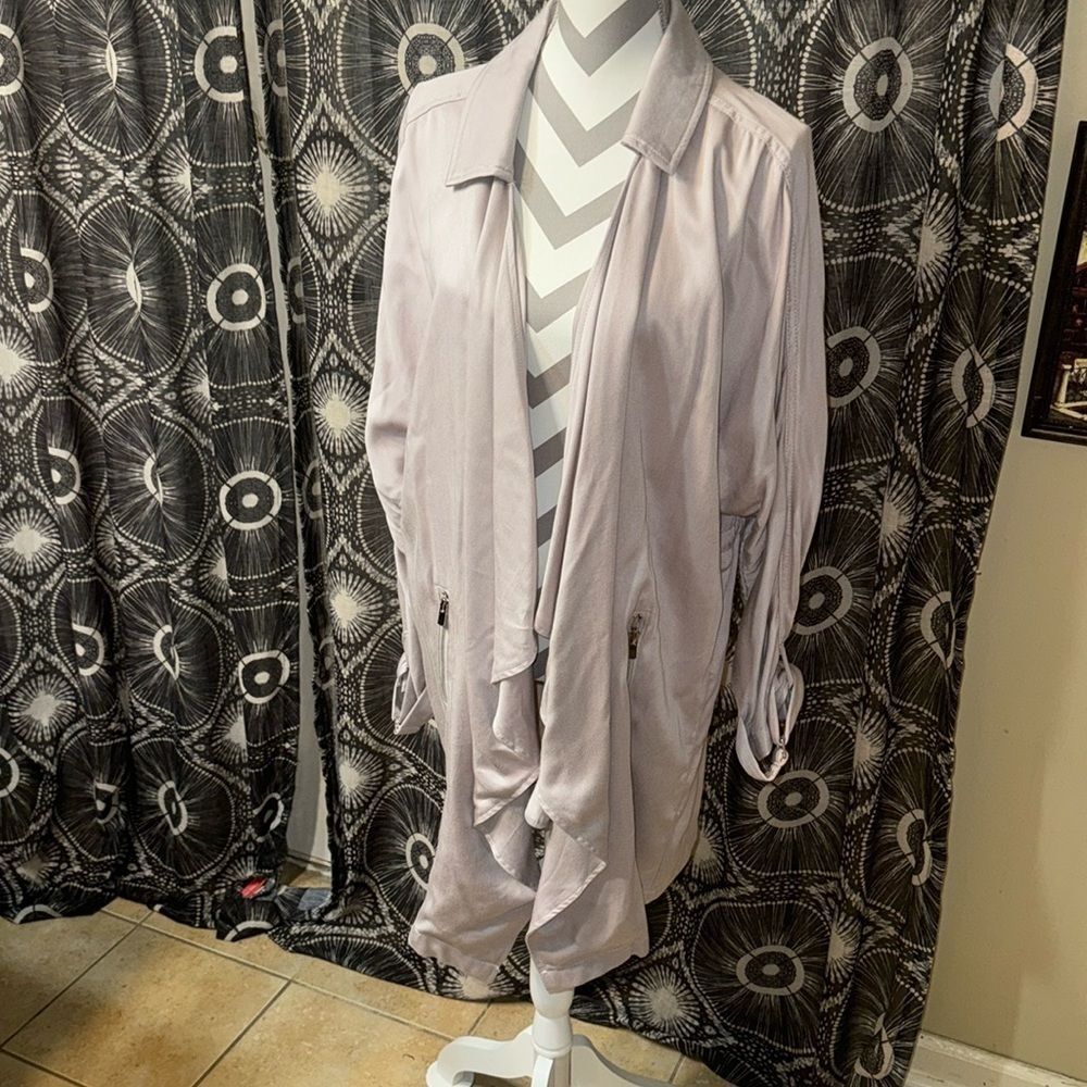 Gray Open Front Jacket with inside Drawstring by Stoosh Size Medium